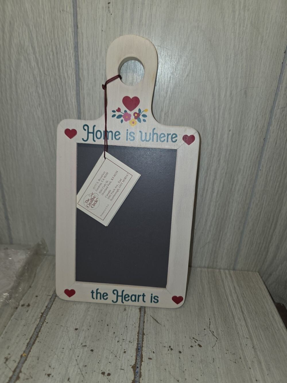 Vtg Home Is Where The Heart Is Memo Chalkboard Sign Cottagecore Farmhouse NWT